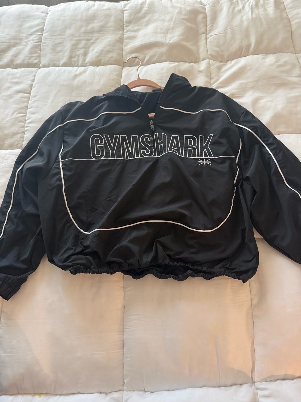 Gymshark Black Half-Zip Pullover with White Piping